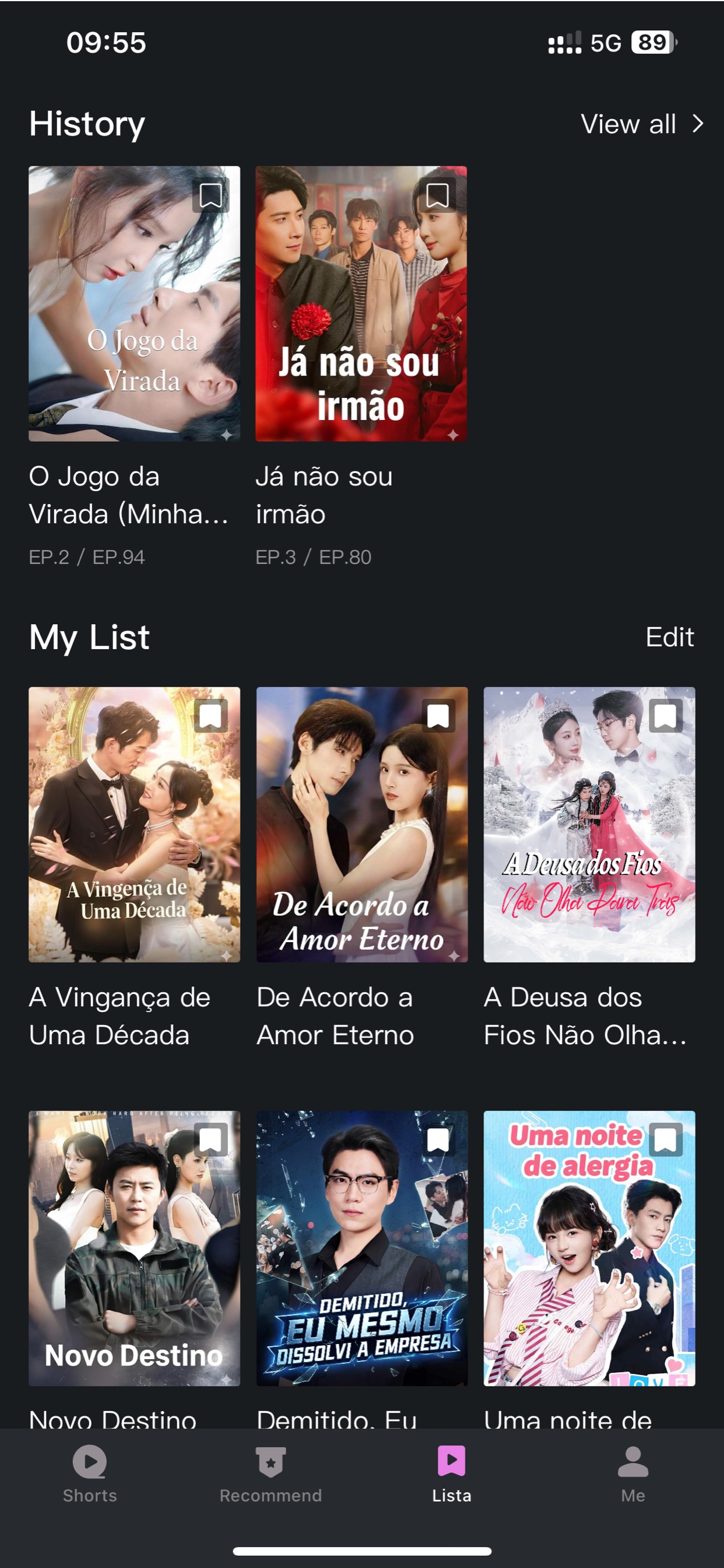 Mini Reel episode picker screen
